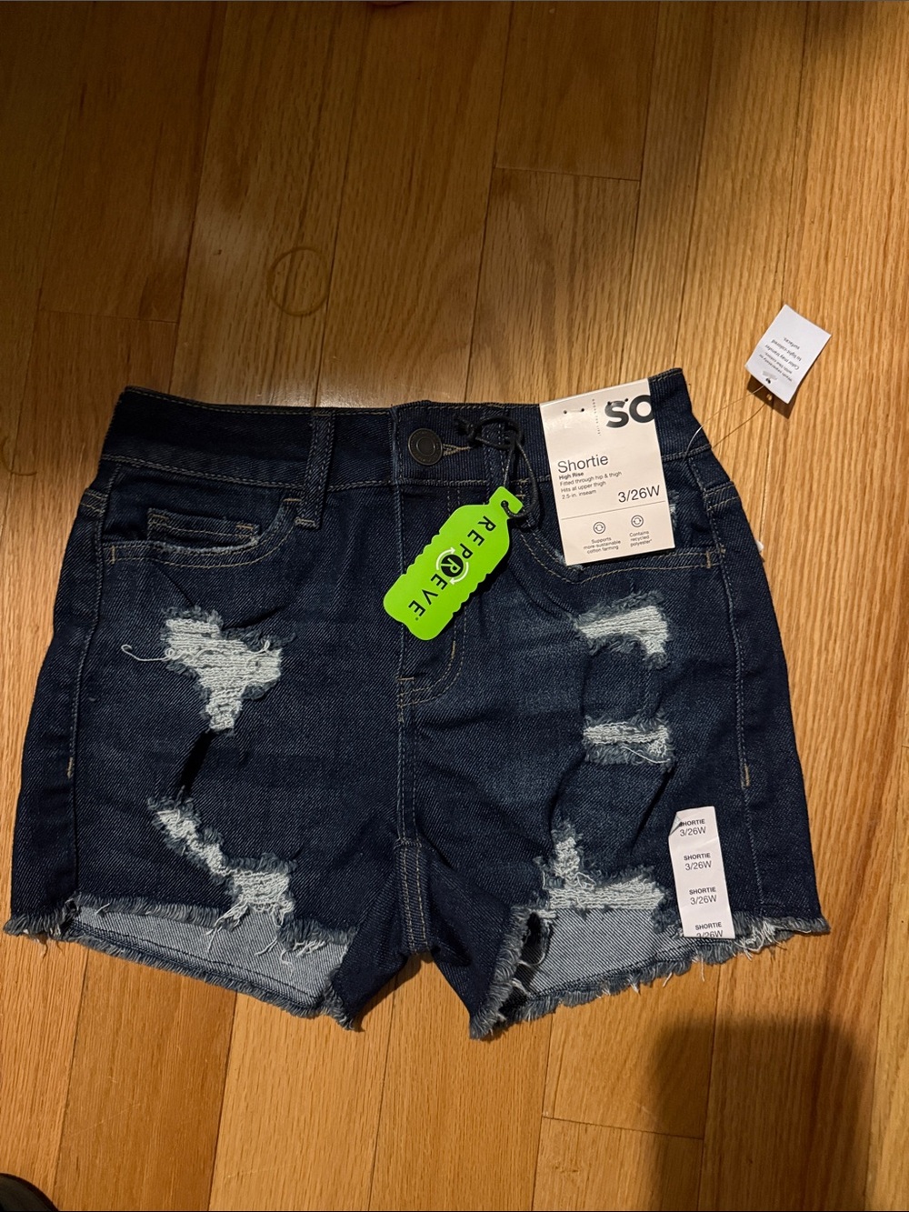 SO Dark Blue Distressed Denim Shortie Shorts